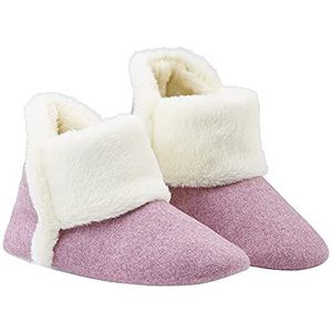 DUNLOP Pantoffels voor dames, pluizige pantoffels met traagschuim inlegzolen, roze, 38 EU