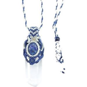 Natuursteen Quartz Crystal Ketting Draad Touw Wrap Chain Charm Healing Ketting Mode-sieraden Cadeau (Color : Lapis Lazuli)