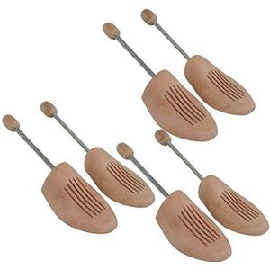 DELFA 3 paar schoenspanners, schoenvormer, schoenspanner, berkenhout met metalen spiraalveer, beige, 36-37