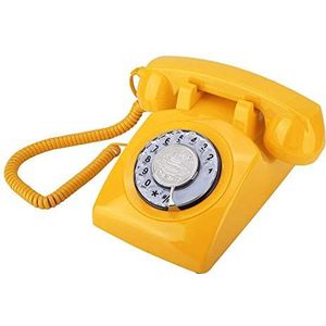GPDNBIEU, Vaste analoge vaste telefoon Bureautelefoon, Klassieke huistelefoon Draaibaar for slaapkamer/kantoor(Yellow)