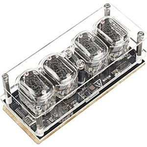 EDFCVG Glow Tube Clock Bottom Plate 4-bits Retro Nixie Tube Clock met 6 LED Achtergrondverlichting, Diy Creatieve decoratie klok