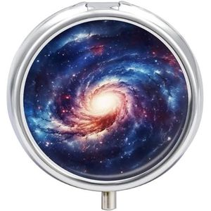 Mooie spiraalvormige melkweg pillendoos 3 compartimenten kleine pillendoos draagbare pillendoos voor zak of portemonnee ronde metalen pillendoos schattige medicijnorganizer houder om vitamines