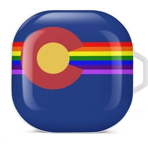 Colorado LGBT vlag oortelefoon hoesje compatibel met Galaxy Buds/Buds Pro schokbestendig hoofdtelefoon hoesje wit stijl