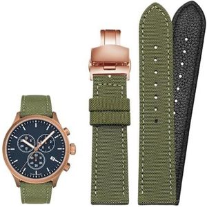 18mm 19mm 20mm 21mm 22mm 23mm 24mm Nylon Canvas Horlogeband Universele Armband for Mannen Vrouwen Sport geschikt for Tissot geschikt for Timex geschikt for Seiko horloge (Color : Green-rose buckle,