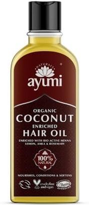 Ayumi Organic Coconut Enriched Hair Oil. Vegan, Cruelty-Free, Dermatologically-Tested, 1 x 150ml