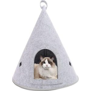 Indoor kattenhuis, vilten schuilplaats kattenhuis | Krasbestendig huisdier kattenhuis, semi-gesloten schuilplaats vilten huisdierenhuis voor binnenkatten