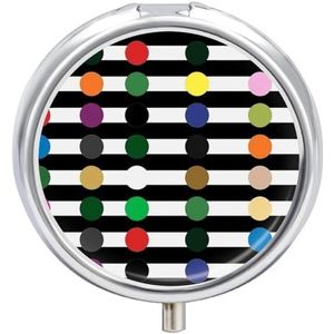 Regenboog Polka Dot Streep Zwart en Wit Pillendoosje Pil Case Pil Organizer Geneeskunde Pil Organizer Wekelijkse Pil Organizer Pil Houder Kleine Pil Case Pil Containers Pil Houder voor Portemonnee