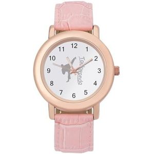 Taekwondo Dames lederen band elegante dame polshorloges casual band drie wijzers horloge