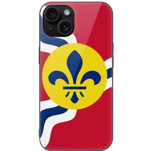 Vlag van St. Louis Glas Hard Shell Ultradun Schokbestendig Compatibel met iPhone 15 Serie Beschermhoes iPhone 15