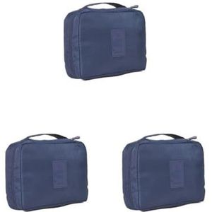 Cosmetische Opbergtas Waterdichte Grote Capaciteit Draagtas Toiletartikelen Pouch Case Thuis Make-up Wassen Pocket Vrouwen Meisjes Rode Wijn, 3 Set (marineblauw), as description, als beschrijving