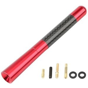 Audio- & videoantennes voor auto 3,5 cm/8 cm/12 cm universele korte autoradioantenne koolstofvezel zwarte dakantenne FM/AM metalen ontvangstantennes Autoradio Antenne(Red,12cm)