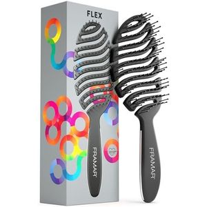 Framar Flex Brush Dikke, Fijne, Rechte en Krullende Haarborstel, Ontwarrende Borstel voor Nat en Droog Haar, Natte Borstel voor Drogen en Styling