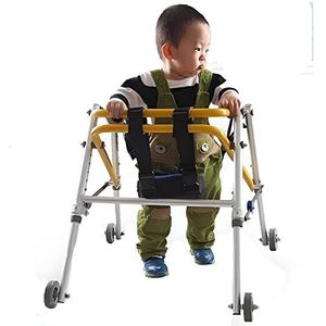 Zwaar uitgevoerde rollator voor kinderen met zitje en wielen voor kinderen met hersenverlamming, opvouwbare metalen rollator voor rehabilitatietraining van de onderste ledematen (maat: S) Decoration