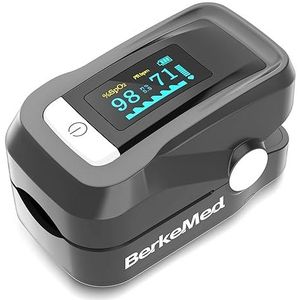 BerkeMed Pulsoximeter, zuurstofverzadigingsmeter, vingers, met OLED-scherm en koord, voor kinderen, volwassenen, ouders, gezinnen en ziekenhuizen