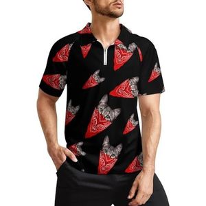 Grappige kat heren golfpoloshirts klassieke pasvorm korte mouw T-shirt bedrukt casual sportkleding top 2XL