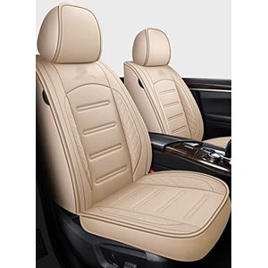Stoelhoezen Beschermhoezen Voor Jeep Voor Compass Voor Grand Cherokee Wk Pu Leer 5 Seat Car Seat Cover Voor Grand Commander Voor Wrangler Jk Interieur(Beige,One Size)