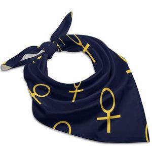 Ankh patroon dames vierkante zijden gevoel sjaal halsdoek bandana hoofdsjaals zonnebrandcrème sjaal wrap 63,5 cm x 63,5 cm
