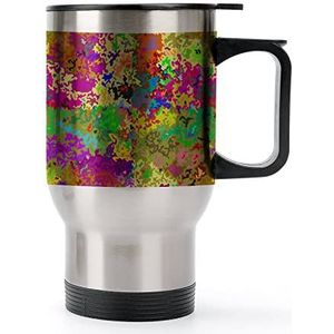 Kleurrijke Camouflage Travel Koffie Mok met Handvat & Deksel Rvs Auto Cup Dubbelwandige Koffie Mokken