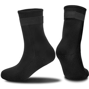 Neopreen sokken voor mannen, vrouwen, duiksokken 3 mm, antislip weisuit sokken, waterdichte koudwater zwemsokken, thermische neopreen watersokken met riemen voor snorkelen vinnen regenlaarzen surfen zeilen, Zwart, 39.5-40.5 EU