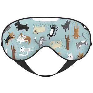 Regenende Katten & Honden Print Comfortabele Slaap Oogmasker Mannen Vrouwen Lichtgewicht Reizen Nap Meditatie Yoga Werk