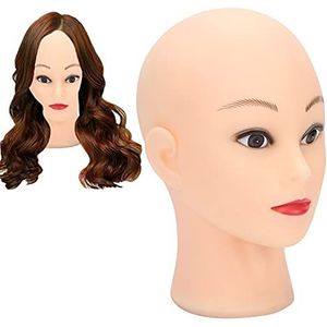 Hoofdstandaard voor Pruikenweergave, Buste Pruik Hoofdstandaard, Kale Mannequin Hoofd Hoeden Bril Weergeven Pruiken Maken Oefenen Oefenpop PVC Hoofdmodel