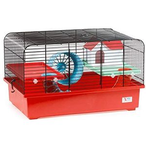 decorwelt hamsterstokken rood buitenmaten 40x25x26,5 knaagkooi hamster plastic kleine dieren kooi met accessoires