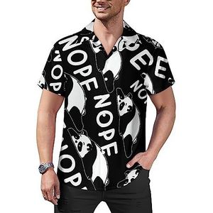 Grappige luie panda casual overhemden met knopen voor heren, korte mouwen, Cubaanse kraag, T-shirts, tops, Hawaiiaans T-shirt, 3XL