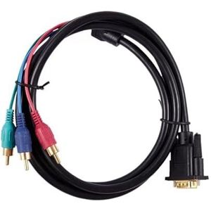 VGA naar AV-kabel 1,5 m lotuskop, VGA-kabel voor kleurverschil VGA voor computer tv-kabel VGA naar 3RCA
