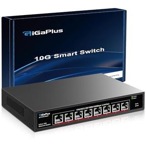 8 Port 10Gb Ethernet Switch Unmanaged, 8X10Gbe Base-T Ports, GiGaPlus 10G Network Switch voor 10Gbps NAS, PC, WiFi7 Router, 10Gbps Adapter/NIC