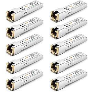 6COMGIGA 10/100/1000BASE-T SFP RJ45 koper, 1.25G Module Zendontvanger voor Cisco GLC-T/SFP-GE-T/GLC-TA, Mikrotik S-RJ01, tot 100m [10 stuks]