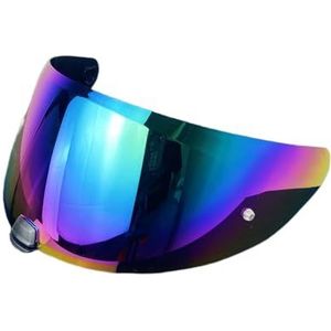 Motorhelm vizier lens, Helmvizier, helmschild for i70/i10/HJ-31 helmen UV-bescherming Winddicht Motohelmvizier Schild Helmaccessoires (transparant)(Rainbow)