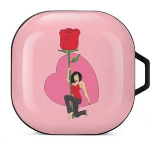 Valentines Girl Without Rose Oortelefoon Hoesje Compatibel met Galaxy Buds/Buds Pro Schokbestendig Hoofdtelefoon Case Cover Zwart-Stijl