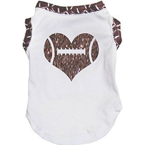 Petitebelle Puppy Kleding Hond Jurk Hart Rugby Wit Katoen T-Shirt, X-Large, Kleur: wit