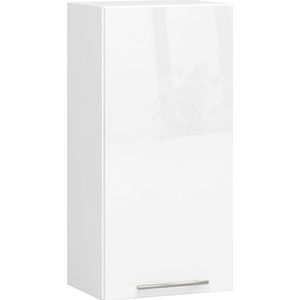 AKORD Keukenhangkast - Oliwia W40 | 2 planken en 1 deur keukenkast | inbouwkeuken, keukenmeubel, keukenkasten | gelamineerde plaat | 40 x 30 x 72 cm | wit | glanzend wit