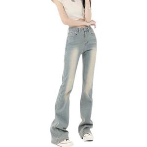 Flare Jeans voor dames, jonge, modieuze bochtige denim flare broek, skinny stretch flare jeans, Blauw, XL