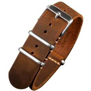 18mm 20mm 22mm 24mm zwart bruin grijs NAVO band lederen horlogeband Vintage Zulu band vervangen geschikt for TIMEX DW SEIKO Bracele (Color : Brown, Size : 18mm)