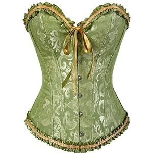WEITING Sexy wit satijnen bot vetersluiting steampunk korset sexy bustier vrouwen korset en bustier korset overbuste slank korset - groen, XL