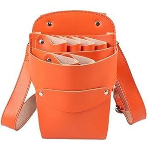 Schoudertas voor kapsalon, kunstbont met 6 zakken, etui voor kappers, riem, kappersgereedschap voor salon (oranje)