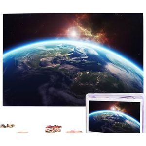 Space Earth Puzzels, gepersonaliseerde puzzel, 1000 stukjes, legpuzzels van foto's, fotopuzzel voor volwassenen, familie (74,9 cm x 50 cm)