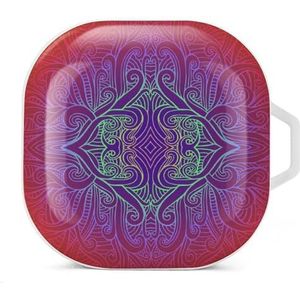 Psychedeli Abstract Tribal Mandala Oordopjes Hoesje Compatibel met Samsung Hard Shell Beschermhoes Wit-Stijl