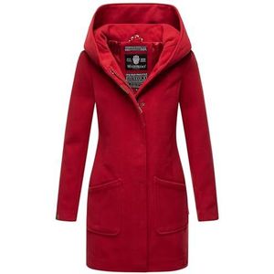 MARIKOO Dames mantel trenchcoat winterjas overgangsjas parka lang B819, donkerrood, S