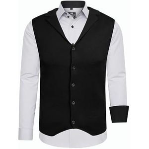 Rusty Neal Heren overhemd vest premium slim fit lange mouwen stretch contrast overhemd business overhemden vrijetijdshemd set, lichtgrijs, 6XL