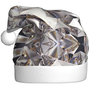 ErKaL Glitter Abstracte Diamant Kristal Patroon Gedrukt Kerstman Hoed, Kerst Hoed Voor Volwassenen, Pluizige Kerst Kerstman Hoed Voor Vrouwen Heren Vakantie
