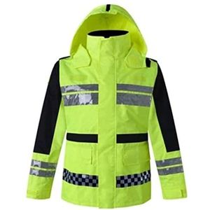 Fluorescerend Vest Volwassen reflecterend pak, Veiligheid Jacket Polyester Hoog zichtbare regenwiel Waterdichte Breathable overalls Reflecterend Harnas (Color : Yellow, Size : 3XL)