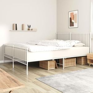 XGWKCNV Furniture Select-Metalen bedframe zonder matras met voetenplank Wit 200x200cm