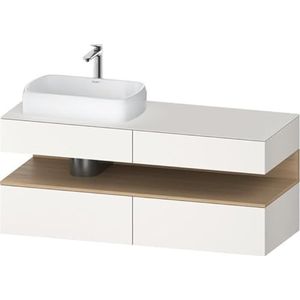 Duravit Qatego console badmeubel, 2 uitschuifelementen, 2 laden, uitsparing links, 1400x550x600mm, nis eiken naturel, QA4765030, Kleur: Witte supermat/met nisverlichting