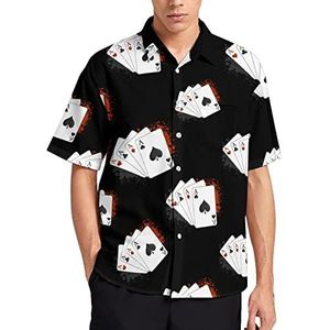 Four Aces Poker Speelkaarten Hawaiiaans shirt voor mannen zomer strand casual korte mouw button down shirts met zak