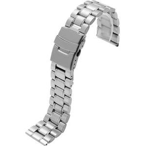 Band 18 mm 20 mm 22 mm 24 mm massief roestvrij stalen horlogeband Arc Fit for Seiko Fit for Citizen Fit for Longines Fit for Tissot Fit for Casio Polsband for herenarmband (Color : Flat-silver, Size