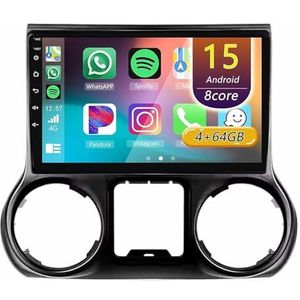 Android 15 Radio,voor Jeep Wrangler 3 JK 2010-2018, 10 inch Touchscreen Autoradio met Wireless CarPlay Android Auto Bluetooth WIFI GPS-navigatie swc(A,A 4core (2G+32G))