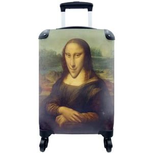 MuchoWow® Koffer - Mona Lisa - Leonardo da Vinci - Karikatuur - Past binnen 55x40x20 cm en 55x35x25 cm - Handbagage - Trolley - Fotokoffer - Cabin Size - Print
